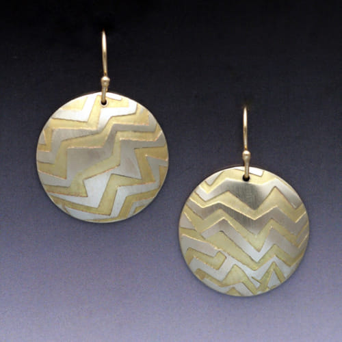 MB-E407 Earrings Large Textured Brass Disks $44 at Hunter Wolff Gallery